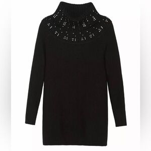 New White House Black Market Women Turtleneck Embellished Tunic Sweater Size XS